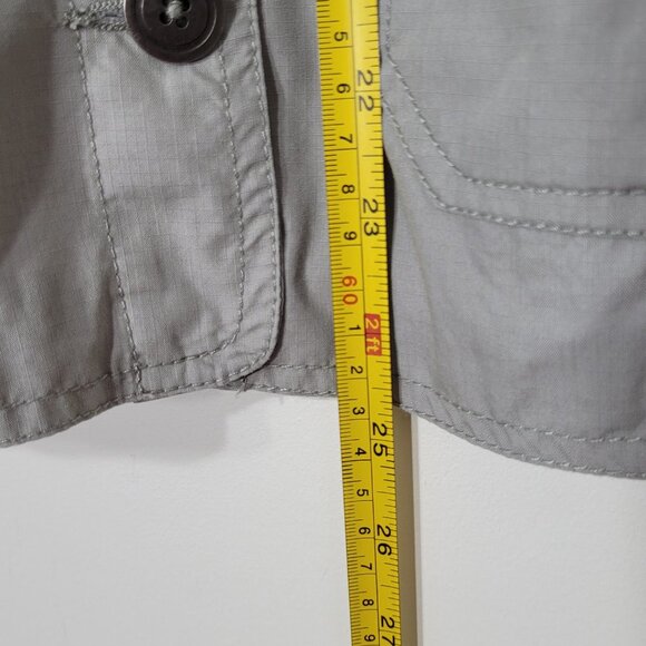 Contemporaine | Light Gray Button Front Casual Jacket Coat Pockets Cotton Medium - Picture 9 of 10